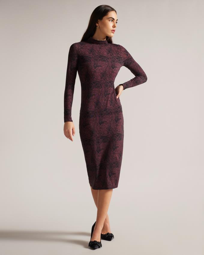 Peignoir Ted Baker High Neck Midi Bodycon Noir Femme | GDX-30062569